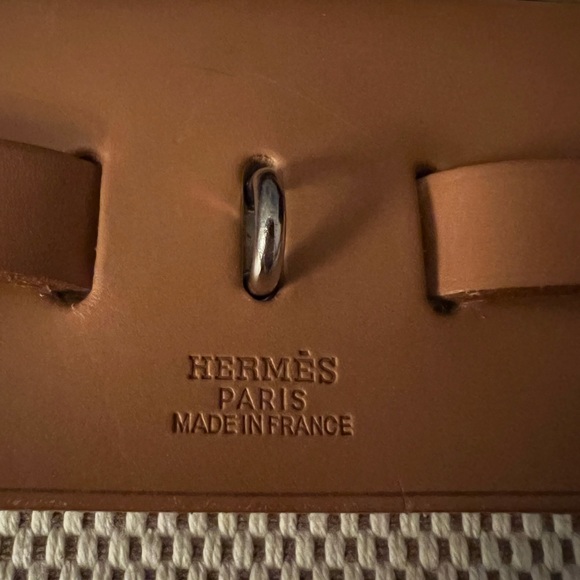 Authentic Hermès Her-bag 2 in 1 leather tote canvas shoulder - Picture 5 of 7